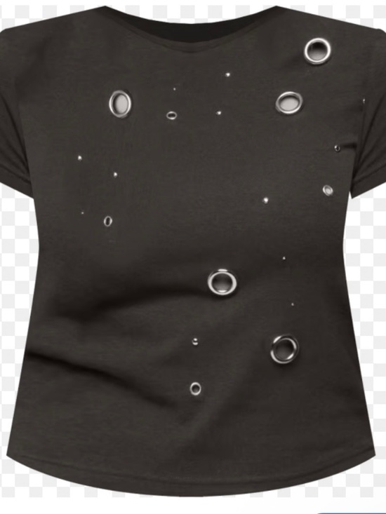 Michael Lauren Tops - NWOT MICHAEL LAUREN BLACK TEE WITH SILVER GROMMETS SIZE SMALL